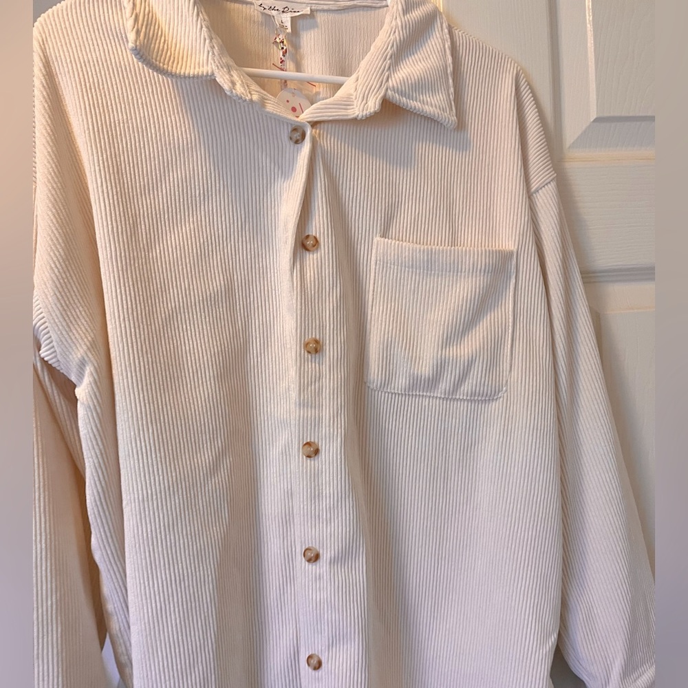Ivory corduroy button down shirt